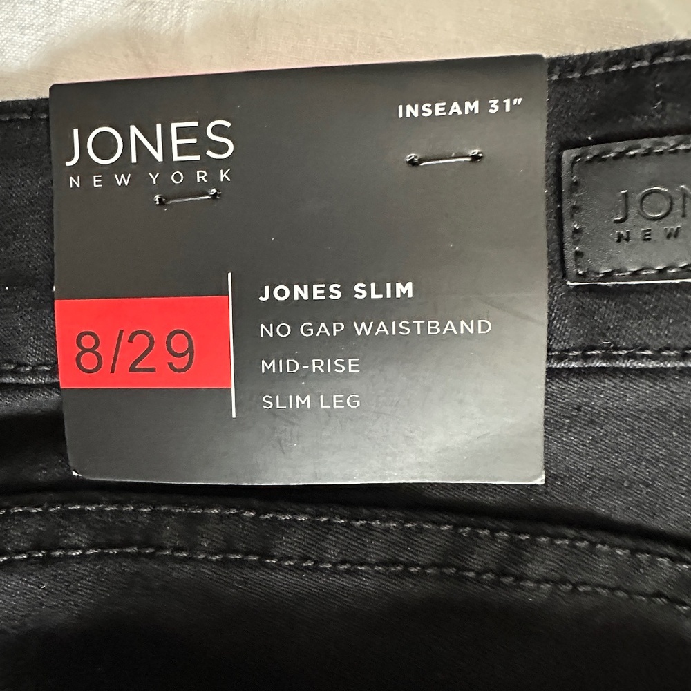 NWT Black Jones New York denim pants Size 8 Inseam 31" - Picture 4 of 4